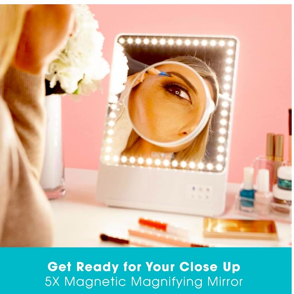 RIKI SKINNY lighted vanity mirror w Bluetooth selfie function & 5x magnification